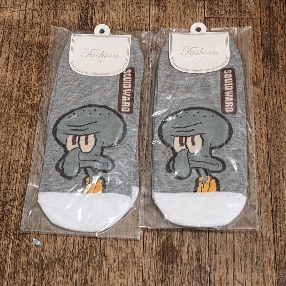 Gray Squidward Novelty Ankle Socks
